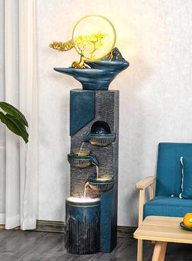 流水生摆财件喷泉观室内落地奢循环水轻现代简约假山加湿器ZG-654