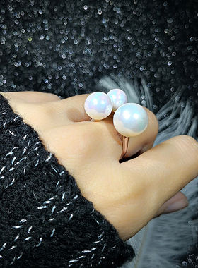 日韩版夸张珍珠森系食指戒时尚个性百搭潮人简约网红中指气质戒指