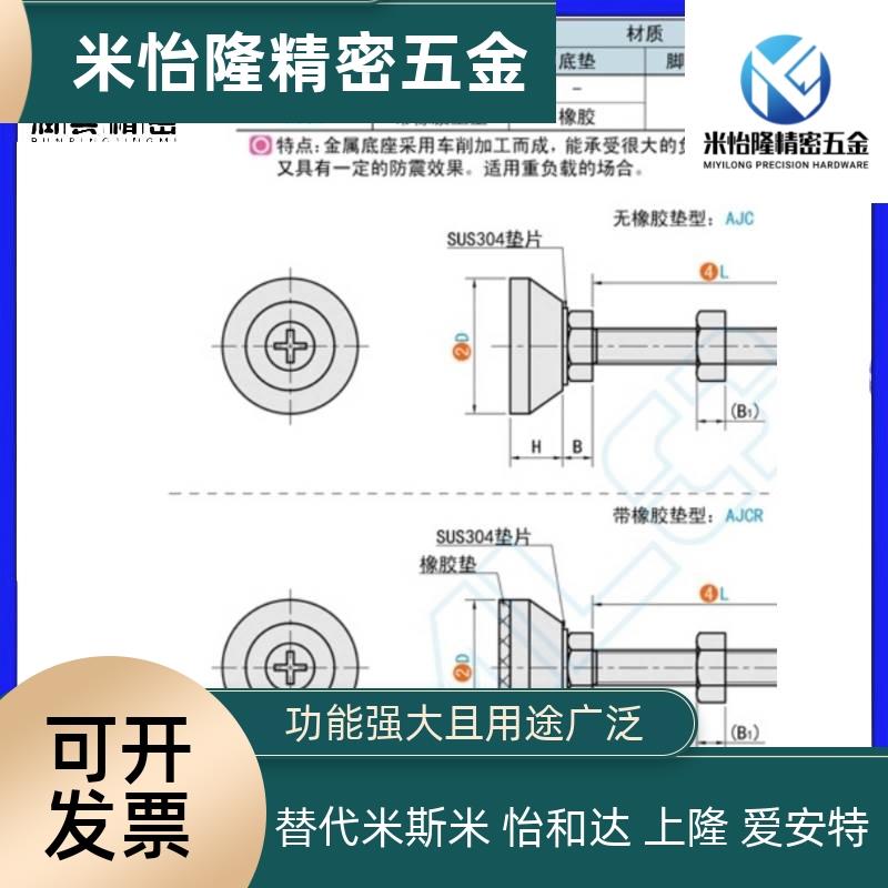 AJC水平调节重载脚杯AJCR-D48/D58/D78-M10/M12/M16/M20-L80/L100 - 图0