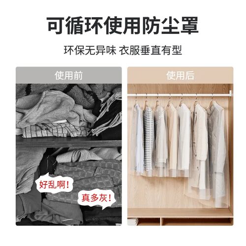 衣服防尘罩家用透明挂衣袋防尘袋衣服套干洗店一次性大衣西服罩子 - 图1