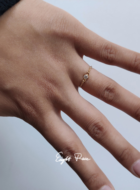 永夜蔷薇/迷你单颗小锆石随形戒指 14k包金不掉色单钻软链条尾戒