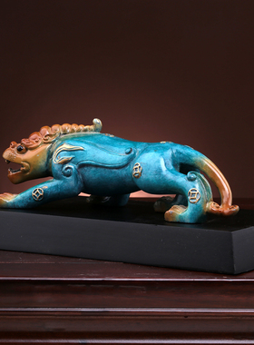 全铜貔貅摆件一对 公司办公室家居饰品 手工彩绘铜工艺礼品摆饰