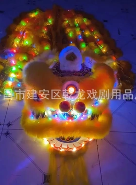 舞狮道具灯光醒狮南澳洲羊毛佛山狮整套玻璃钢狮头灯光酒吧夜光狮
