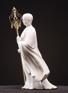 新中式白瓷地藏王菩萨佛像摆件创意供奉家用客厅酒柜电视柜装饰品