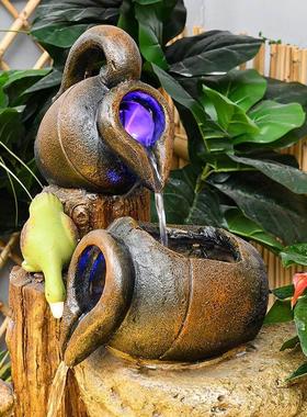 室外庭院阳台养鱼池流水陶罐摆件循环水户外花园成品鱼缸景观直销