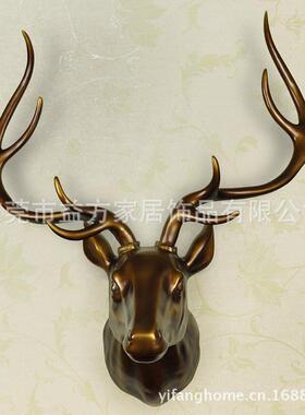 欧风格饰大号仿家古铜欧美美村风格吉祥鹿乡头壁挂KD223GJ树脂工