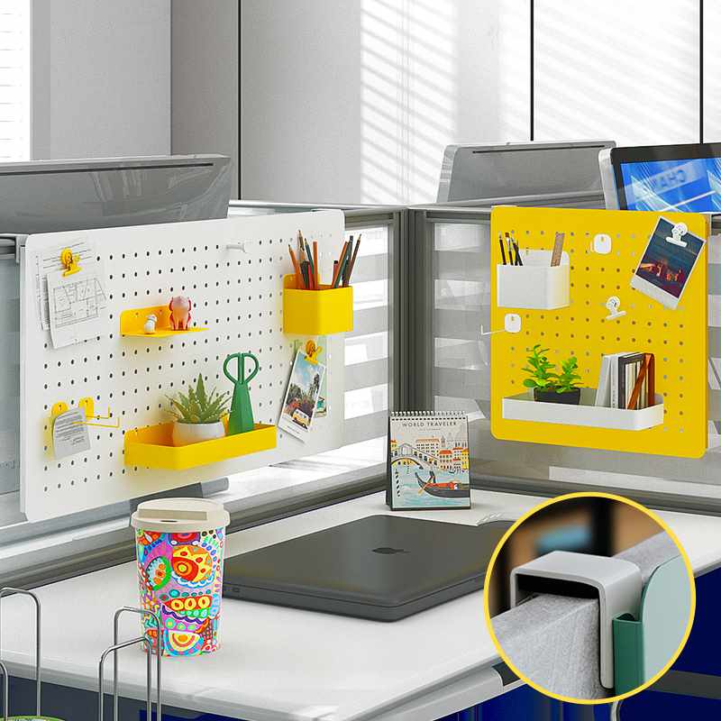 Perforated board office desk punch-free storage rack storage station office computer desktop screen hanging