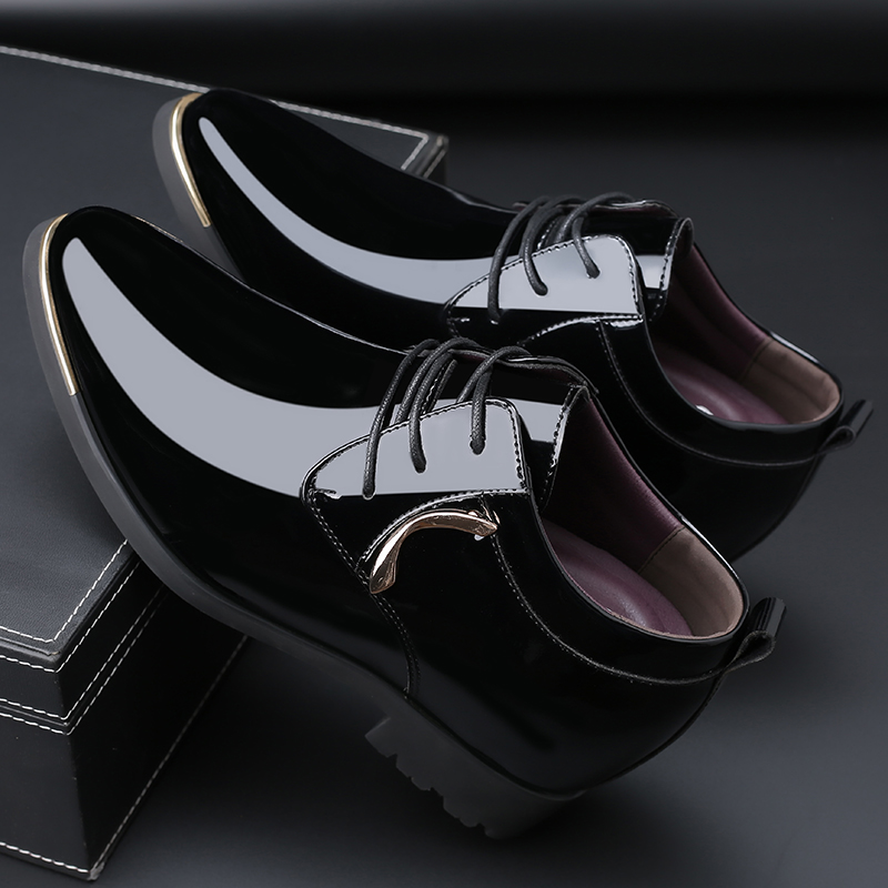 春秋男士增高鞋男10CM商务内增高皮鞋尖头亮皮10厘米特高男鞋长腿 - 图2