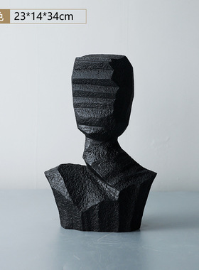 后现代简约艺术品抽象刻纹人像雕塑仰望者家居摆件样板房软装饰品