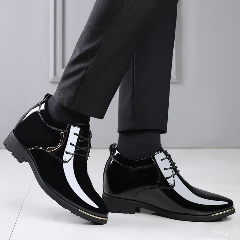 春秋男士增高鞋男10CM商务内增高皮鞋尖头亮皮10厘米特高男鞋长腿 - 图3