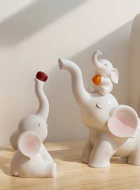 一家三口大象摆件玄关进门口家居软装饰品电视柜客厅酒柜搬家礼物