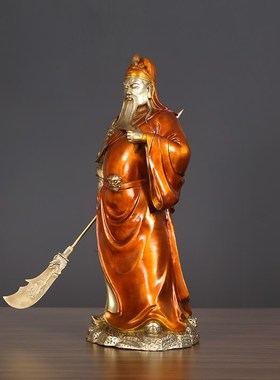 纯铜关公摆件武财神爷佛像武圣铜像招财供奉神像公司开业礼品