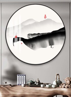 新中式玄关装饰画入户走廊尽头挂画佛系茶室馆壁画国风禅意水墨画