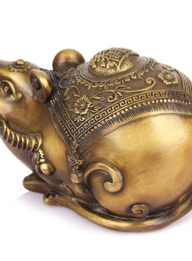 厚德居 卡通铜老鼠摆件 招字鼠摆件 十二生肖鼠摆件 财鼠摆件