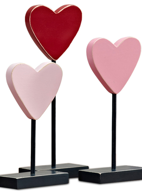 欧式爱心摆件玄关酒柜客厅装饰品儿童卧室复古摆设女孩房家居饰品