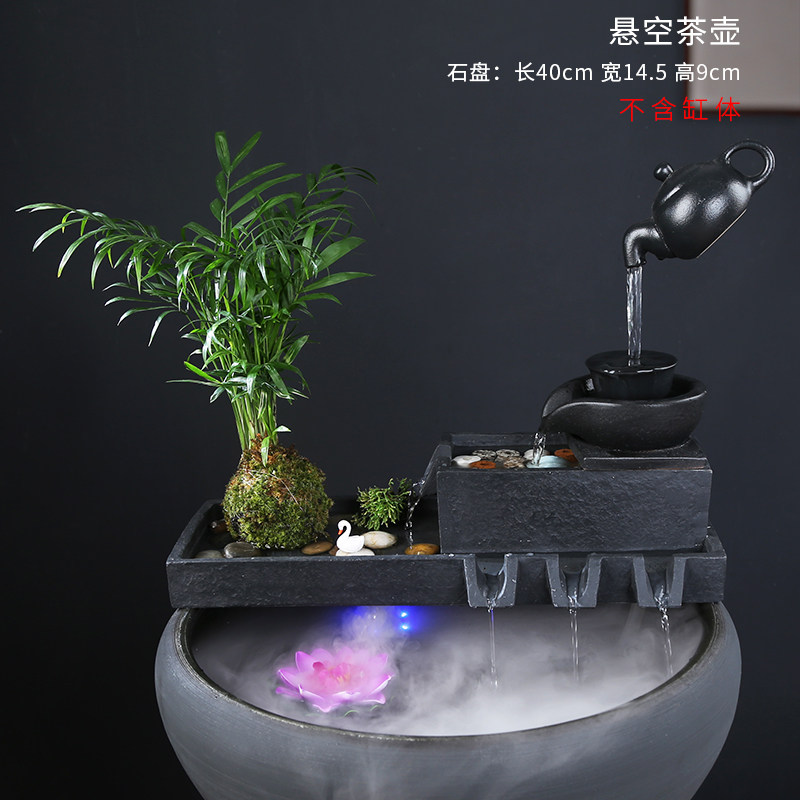 热销人造石鱼缸造景流水器循环系统过滤增氧古法养鱼陶瓷假山装饰 图5