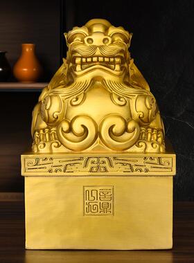 黄铜空心貔貅大印摆件合作共赢公支持定制礼品一对铜印章办公室客