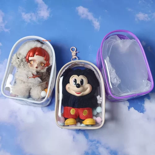 爆款棉花娃娃透明展示外出包labubu防尘收纳大中小号子弹包遛娃包 - 图1