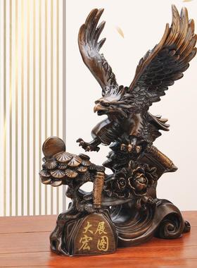 直销新款大展宏图老鹰摆件大鹏展翅仿木树脂雄鹰工艺品开业送礼品