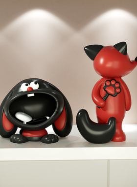 兔子狐狸创意家居桌面收纳摆件