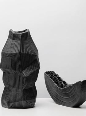 简约代创意厅几何不规则多摆孔现树脂花瓶LSZ0504花器件软装客茶