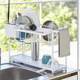 Kitchen sink storage rack Household countertop bowl and plate storage rack Multi-function double-layer bowl and chopstick drain rack with hanging rod