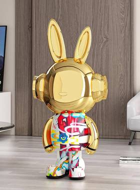 O5兔M来运Q摆F77J68MH件落地面客厅办公室桌进门玄关装饰品现代轻