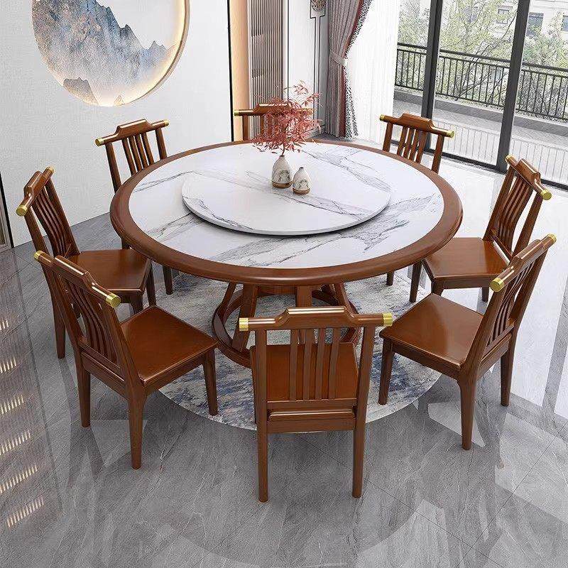 新中式岩板圆桌家用餐桌椅组合10人圆桌大理石1.8米吃饭圆餐桌子,淘宝优惠券,粉丝福利购,淘宝优惠卷