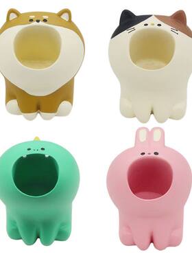 可爱干饭猫摆件创意回形针收纳筒迷你笔插学生笔筒少女心桌面摆件