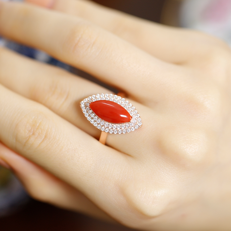 QUEENA.Z Coral Marquise Ring is slightly different
