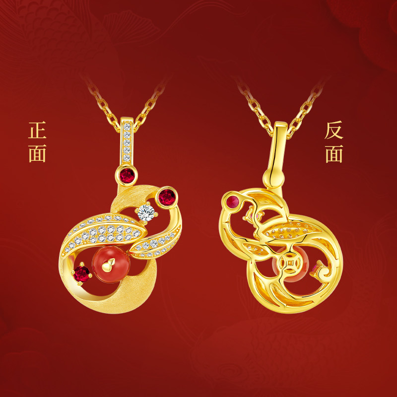 【2025新品设计师系列】太极阴阳红珊瑚葫芦女士吊坠匠心镶嵌工艺,淘宝优惠券,粉丝福利购,淘宝优惠卷