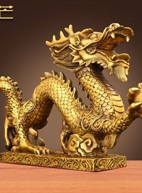 铜龙摆件铜青龙汉龙五爪金龙生肖龙客厅办公室装饰工艺品小大号