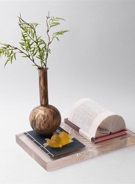 样板间折纸托盘组合搭配摆件酒店客厅茶几飘窗新中式软装饰品摆放