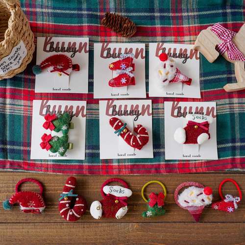 秋冬新款圣诞儿童发夹可爱圣诞树女童发圈圣诞糖果女孩发绳头饰 - 图1