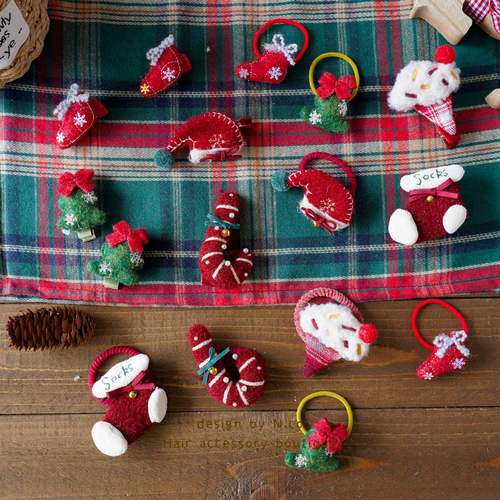 秋冬新款圣诞儿童发夹可爱圣诞树女童发圈圣诞糖果女孩发绳头饰 - 图2