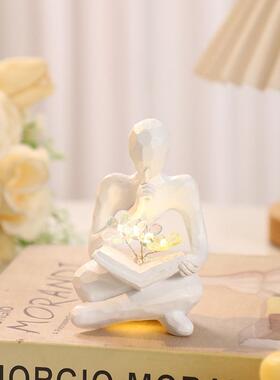 直销新款艺术高级感抽象人物沉默是金小夜灯摆件创意卧室装饰品女