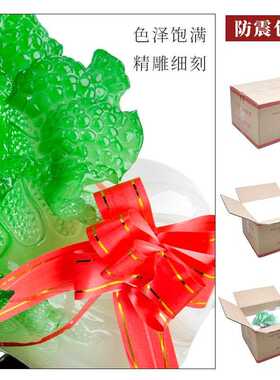直销新款树脂客厅家居装饰品大号金蟾百财如意玉白菜招财摆件乔迁