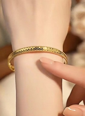 古法金包银爆闪龙鳞手镯女款时尚蜂窝实心蹦迪手环款镯子情人礼物