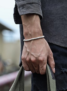 素圈手链男士简约韩版潮个性百搭情侣手环男女