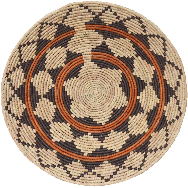 巴基斯坦盘子手工草编收纳篮杂物筐玄关背景墙装饰挂件圆形水果篮 - 图1