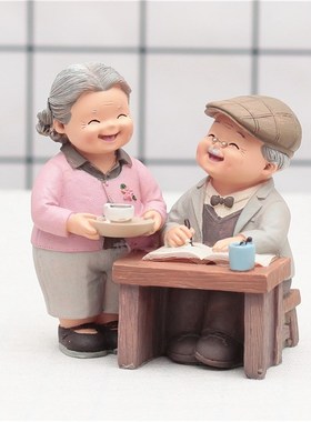 创意情侣纪念日老头老太太家居客厅卧室装饰摆件爷爷奶奶生日礼物