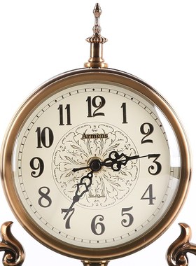 美式创意座钟客厅金属大理石钟表摆件家居样板间轻奢台钟静音时钟