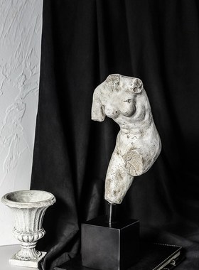 欧式复古人体雕塑石膏摆件北欧家居客厅玄关样板房人物模型艺术品