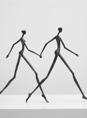 梵其简约现代抽象人物雕塑漫步人生金属摆件样板房售楼处酒店软装