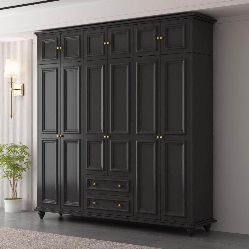 美式乡村大衣柜纯色简约实木衣橱带顶柜家用卧室带抽屉小柜子 - 图0