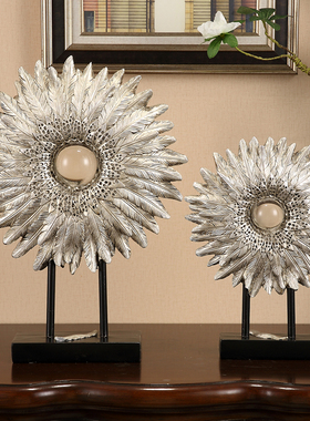 热销创意美式复古羽毛摆件礼品电视柜客厅茶几样品房软装家居装饰