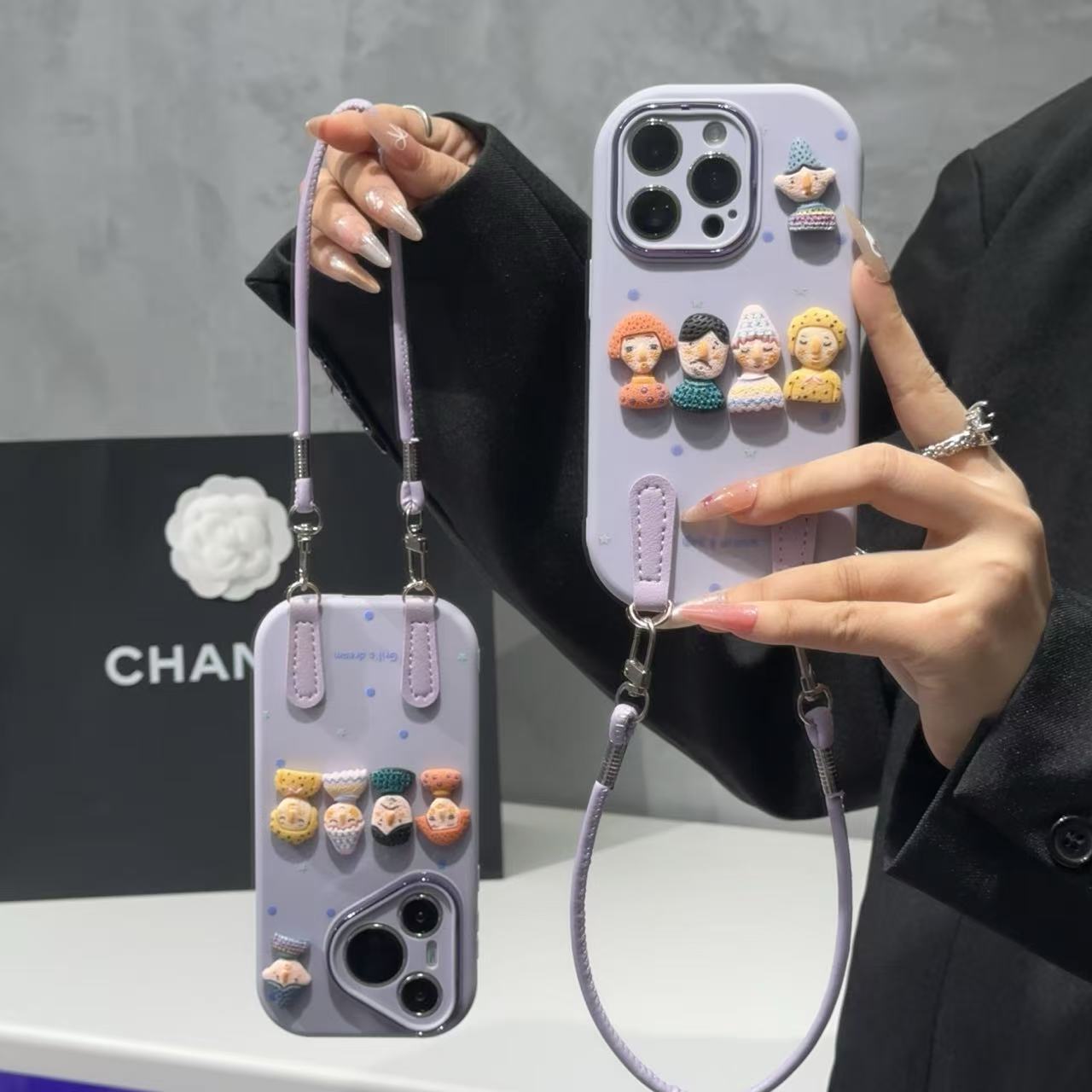 卡通小人公仔挂绳新款适用苹果17Pro手机壳iPhone16max13小米15华为mate80pura70k60reno14荣耀400x200findx8 - 图1