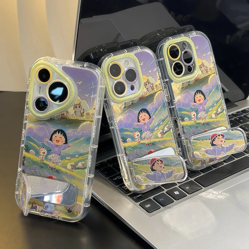 小丸子摊手镜子支架适用苹果16Promax手机壳iPhone15Pro小米14华为mate60p50k70荣耀200OPPOReno12note13s19 - 图1