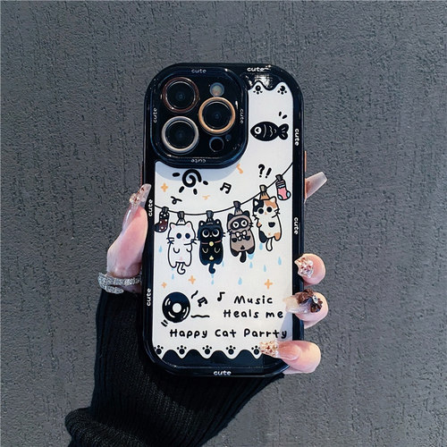 可爱晾衣杆小猫新款适用苹果16Pro手机壳iPhone17max18小米15华为mate70p60k80荣耀200reno14nova13findx8s20 - 图0