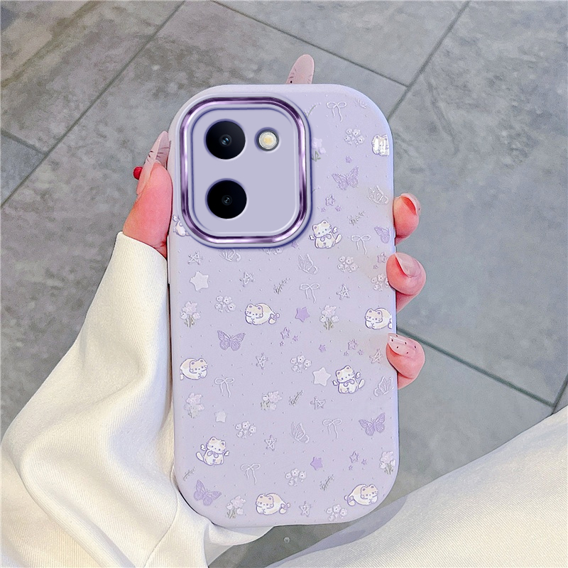 猫咪小碎花适用vivoY100I手机壳Y78新款Y77高级Y78+防摔Y78PLUS硅胶vivo全包vivi维沃viv0y女款voviy保护套 - 图0